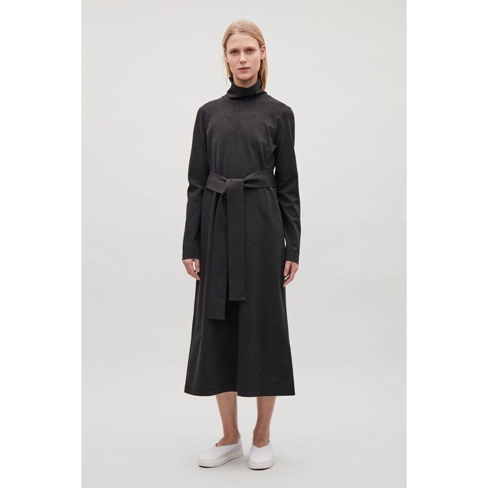 ✨COS Belted Roll-neck Jersey Grey Sz Large Dress✨